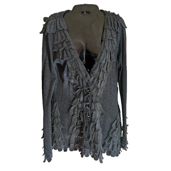 Anthropologie Leifsdottir Womens Size M Sweater Wool Cashmere Blend Ruffle Boho - Picture 2 of 11